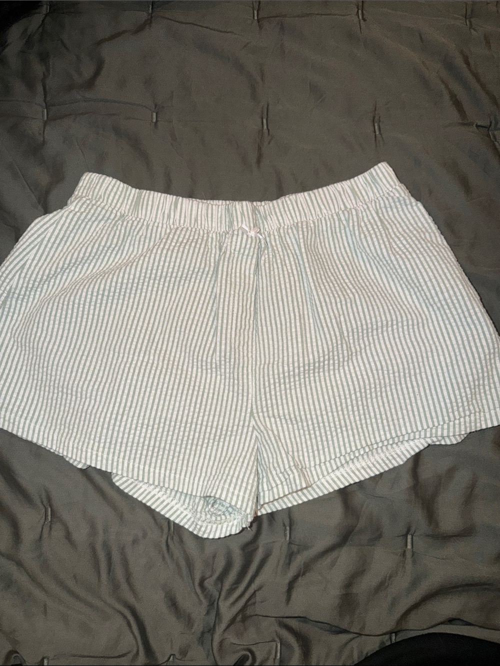 Altar'd State White and Light Green Pajama Shorts